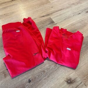 Figs Awesome Red Scrub Set